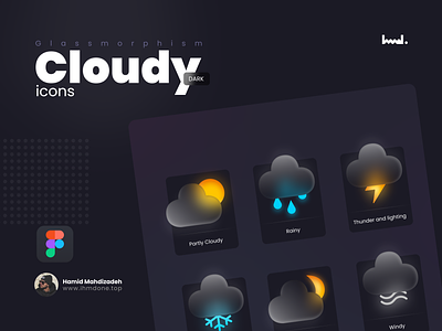 Cloudy Icons (Dark) dark figma icon icons light ui uidesign vector weather