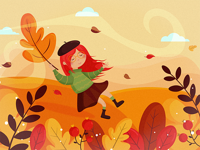 autumn illustration art autumn design flat girl illustration graphic design illustration illustrator minimal sweet vector