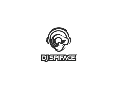 DJ Spinface abstract logo design creative logo dj logo face logo headphone record logo skull logo spin face logo