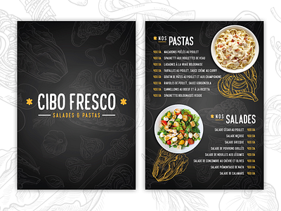 Cibo Fresco - Menu Design black food menu menu card menu design pasta restaurant salad