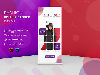 Fashion Roll Up Banner Design advertisement advertisement design branding design eventreclame illustration rollupbanner vector web xbannerstands