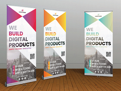 Business Roll-Up Banner Design V1 advertisement banner banner design branding clean clean resume concept creative designer graphic design illustration mockup photoshop print print design product design roll up banner services typography vector