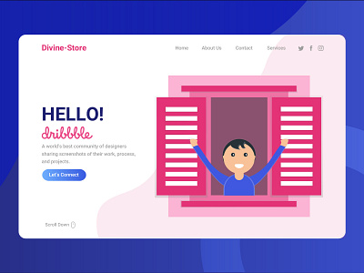 Hello, Dribbble! community creative design designer dribbble invite flat follow me hello hello dribbble illustration invitation invite invite design invites landing page shot ui vector web welcome