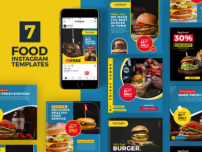 Food Instagram Templates ads design blog brand business design food foodie instagram banner instagram post instagram story instagram template photography promotion recipes restaurant showcase social media