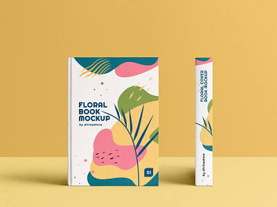 Floral Cover Book MockUp book branding design ebook ebook design flat floral graphics hardcover illustration magazine mockup print psd mockup showcase stationery