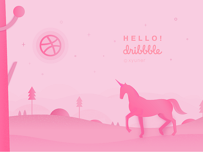 Hello dribbble hello dribbble horse invite unicorn