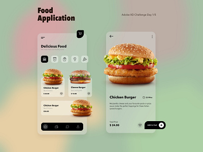 Food Application adobe xd design interaction design