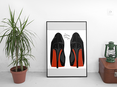 Louboutin shoes design illustration vector