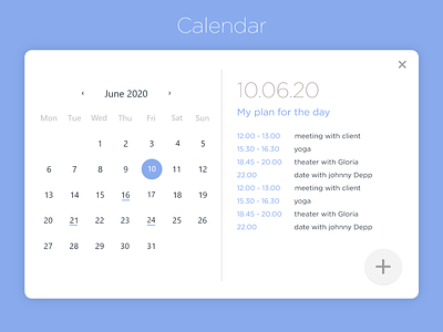 Calendar - Daily UI 038 038 blue calendar calendar 2020 calendar design daily 038 daily planner