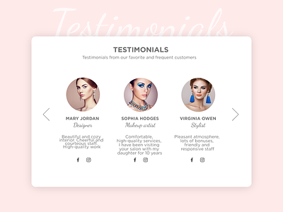 Testimonials - Daily UI 039 039 beauty salon daily ui 039 pink testimonial testimonials