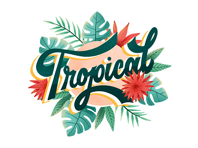 Tropical art design freepik illustrarion illustration illustration art illustrations lettering lettering art lettering artist tropical tropical leaves type typography