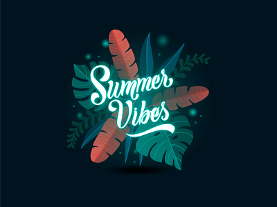 Summer Vibes art design freepik illustration illustration art illustrations leaves lettering lettering art lettering artist neon neon design summer summervibes type typography vibes