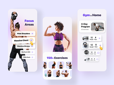 Fitness: Workout for Gym&Home fitness fitness app gym gym app mob mobile app mobile design mobile ui ui uxui vikahaak workout workout app workout male female