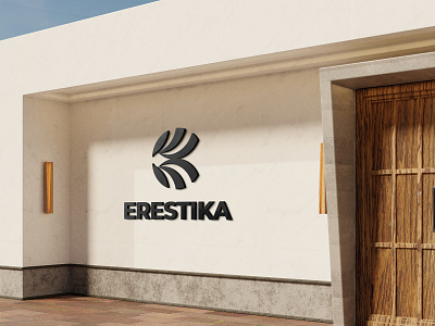 Logo mockup in modern white building