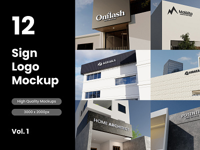 12 Sign Logo Mockup - VOL.1 3d mockup logo mockup mockup