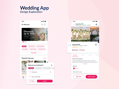 Wedding App - Design Exploration app design exploration mobile app ui uiux ux uxdesign