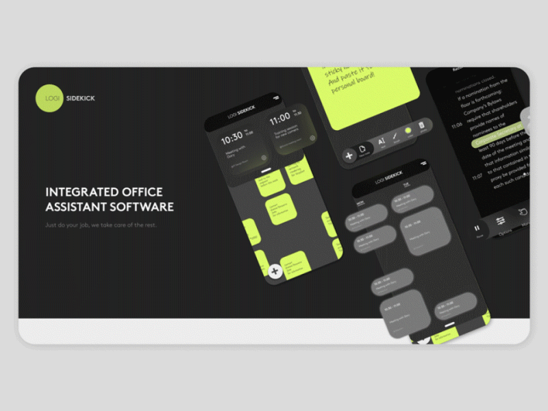 Logi Sidekick animation app design ui ux web