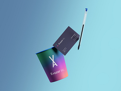 Kvazar Company - Cup and Business card Design branding business business card cup gradient icon logo