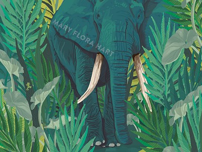 Big Blue blue digital art digital illustration elephant elephants frog green illustration jungle nature nature art nature illustration tropical