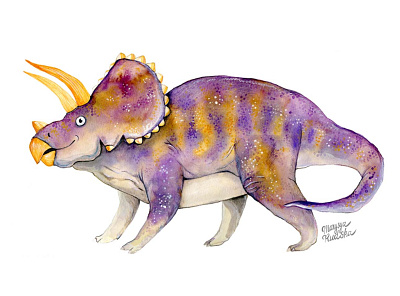 Triceratops dinosaur illustration illustrator natural history watercolor watercolour watercolour illustration