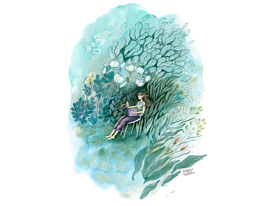 Summer reading book illustration illustrator summer watercolor watercolour watercolour illustration