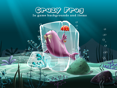 Crazy Frog: In game backgrounds and items art character concept crazy frog game illustration mobile sea