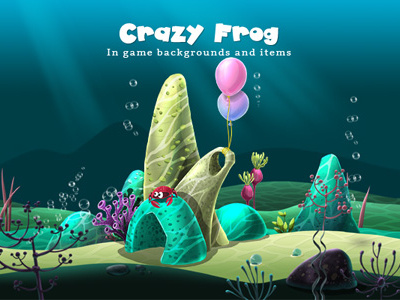 Crazy Frog: In game backgrounds and items art character concept crazy frog game illustration mobile sea