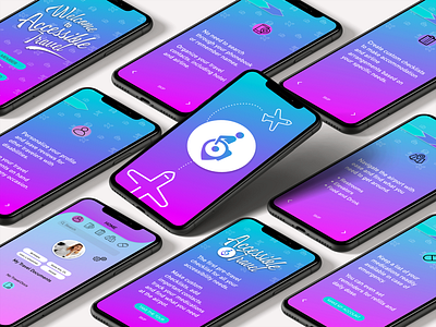 Accessible Travel App blue design illustration ios iphone logo pink purple research ux