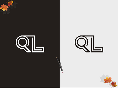 QL MONOGRAM black brand concept leaf logo monogram q qu monogram u white