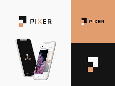PIXER - Logo concept for Pixer app adobe adobe illustrator adobe photoshop adobe xd adobexd app app design brand branding design designer gradient graphic icon logo logo concept monogram photos typography ui