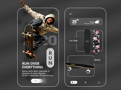 Modern skateboard App UI Design app design app design icon ui web ios guide dashboard ui new concept skateboard apps skateboard apps skateboard graphics skateboard ui skateboard ui skateboard uidesign ui ui ux uxdesign