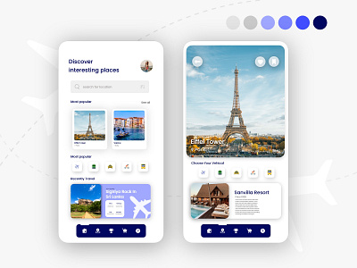 Discover Travelling Places Mobile App UI Design