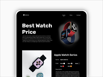 Watch Store UI black theme design illustration modern ui website new concept ui watch ui web design