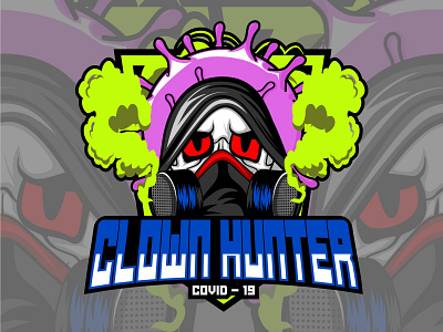 Clown Hunter animation corona virus covid design gaming gaming logo gaminglogo illustration illustrator logo logo design vector virus