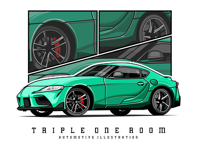 Toyota GR Supra branding car car illustration car vector cartoon cartoon illustration design gaming gaming logo icon illustrator supra toyota typography ui vector