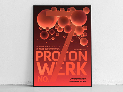 protonwerk no. 7 3d atom atomic contemporary electron gig music poster proton typography
