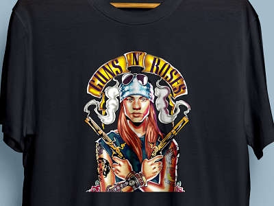 Axl Rose's Protrait on T shirt (Mock Up) design illustration vector