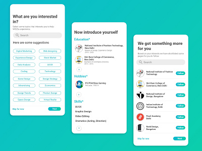 Student Networking App | WiZSta | User on boarding