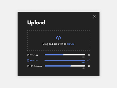 Daily UI 031 / File Upload blue browse challenge cloud dailyui dailyui031 dailyuichallenge drag and drop drop file upload icon icons loading minimal minimalism minimalistic progress ui upload uploader