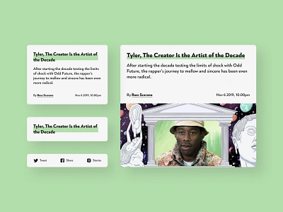 Daily UI 035 / Blog Post app article blog blog post cards dailyui dailyui035 dailyuichallenge dashboard design magazine news newsfeed share tyler the creator ui uidesign