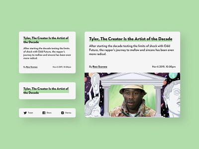 Daily UI 035 / Blog Post app article blog blog post cards dailyui dailyui035 dailyuichallenge dashboard design magazine news newsfeed share tyler the creator ui uidesign