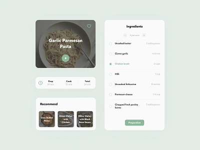 Daily UI 040 / Recipe app check checklist dailyui dailyui040 dailyuichallenge dashboard design food ingredient list prepare recipe recommend settings timer ui uidesign ux video