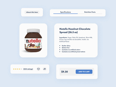 Daily UI 045 / Info Card card dailyui dailyui045 dashboard description info item item card items mobile mobile ui nutella online shop rating ratings specification ui uidesign web webdesign