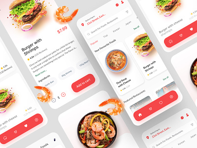 Food Ordering Mobile App Design 🥘 🍱 🍲 app delivery design food hire interface mobile order popular ride ui ux
