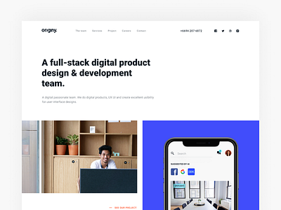 Originy Website agency branding clean design landing page minimal originy simple team ui ux