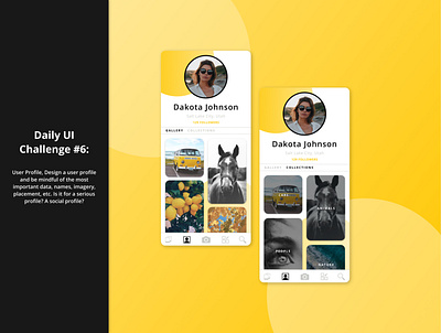 Daily UI Challenge 6: User Profile dailydesignchallenge dailyui dailyuichallenge design photography app ui design user profile