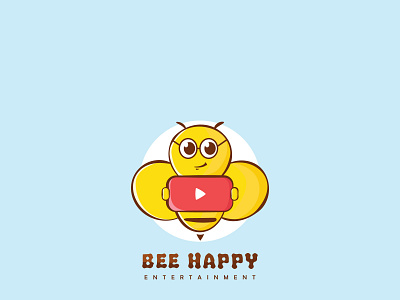 Bee Happy - Entertainment cute hand drawing style logo. cartoon logo cute cutelogo hand drawing logo logodesign mascot