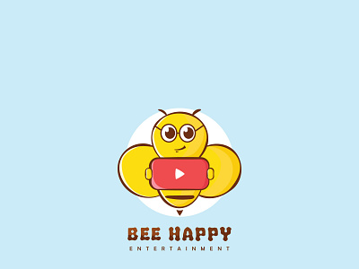 Bee Happy - Entertainment cute hand drawing style logo.