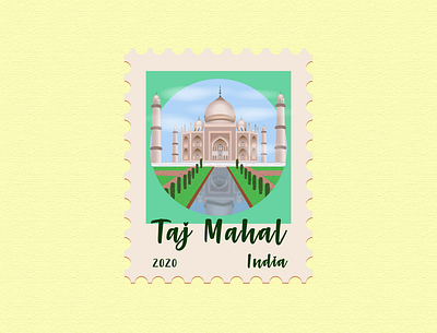 4 - Taj Mahal, India - Post Stamp design icon illustration illustration art illustrations illustrator stamp stamp design