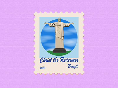 6 - Christ the Redeemer, Brazil - Post Stamp design icon illustration illustration art illustrations illustrator stamp stamp design